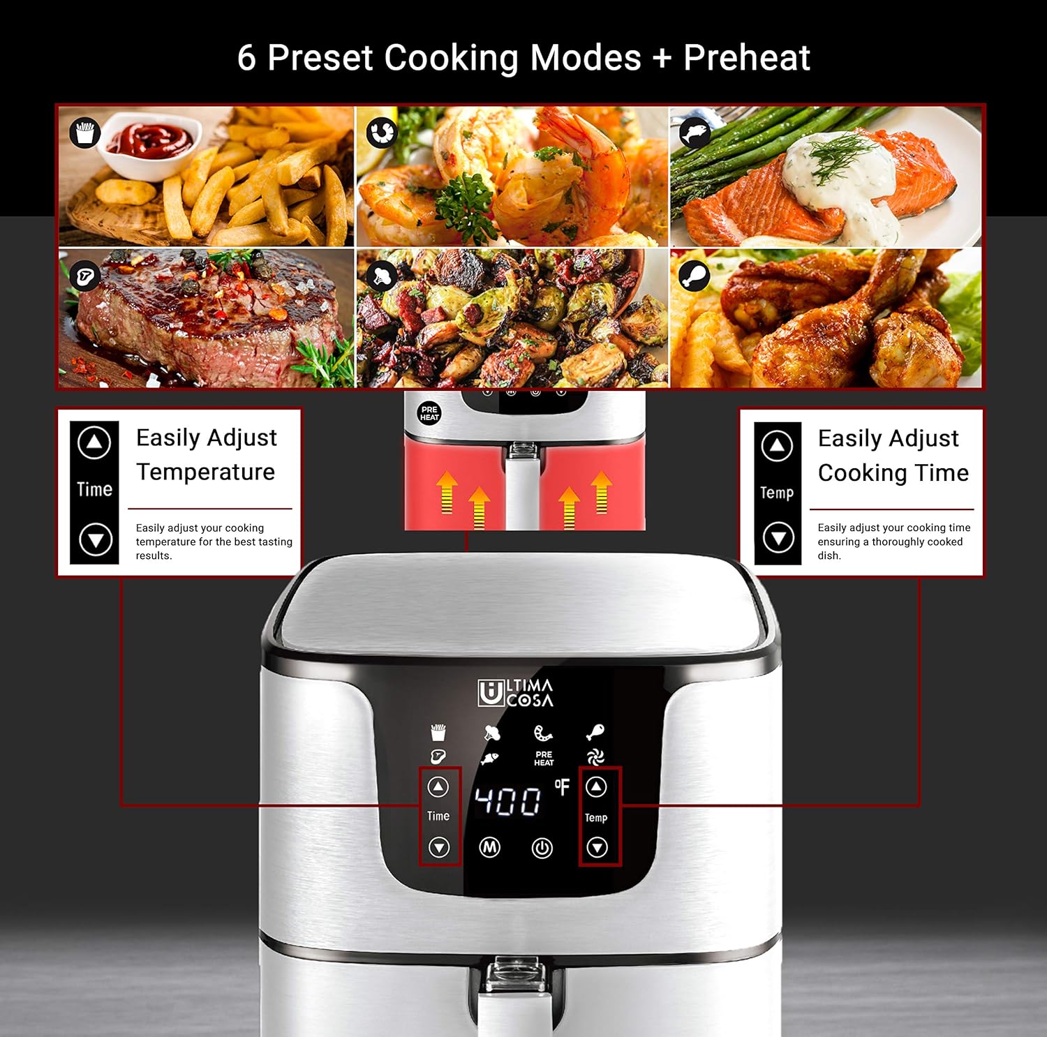 【60%OFF】Open Box - Ultima Cosa Presto Luxe Plus Air Fryer 5L (Red/White)